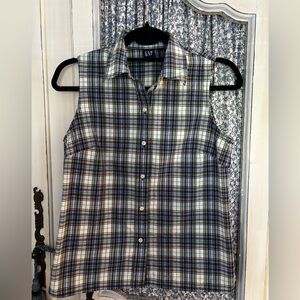 GAP Blue and White Plaid Sleeveless Top
